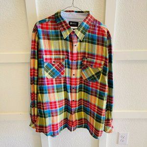 Matix Marc Johnson Mens Multicolor Plaid Long Sleeve Button Front Shirt Size XL